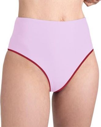 Wallien High Waist Bikini Bottom - Womens in Lilac/sporting Red at Nordstrom, Size X-Small