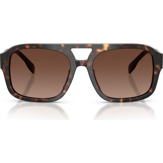 Tory Burch 55mm Polarized Gradient Pilot Sunglasses in Dark Tortoise/polar Light Brown Gradient at Nordstrom