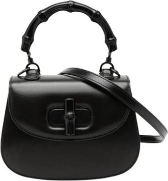 Gucci Pre-owned Bamboo Top Handle Satchel - Dames - Vintage Handtas - Zwart - ONE Size - Leer - Vintage
