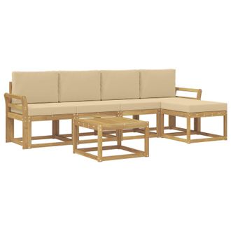 vidaXL Conjunto De Sof&aacute;s De Exterior Con Coj&iacute;n 6 Pcs Y Beige Vidaxl
