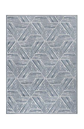 Jonathan Y Designs Vector Modern Coastal Geometric Machine-Washable Area Rug in Blue/cream at Nordstrom, Size 4Ft 0In X 6Ft 0In