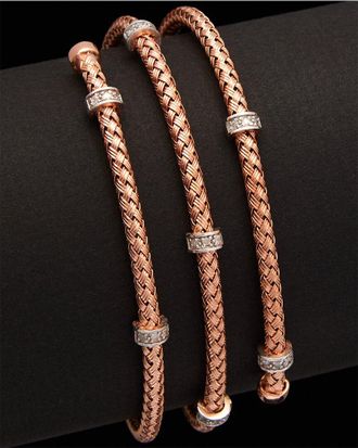 Meshmerise 18K Over Silver 0.18 Ct. Tw. Diamond Bangle Bracelet