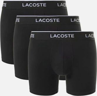 Lacoste Mens Lacoste 3-Pack Stretch Cotton Boxer Briefs, Black - Size: 37/36/32