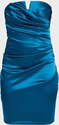 La Petite Robe Di Chiara Boni Strapless Ruched Satin Mini Dress