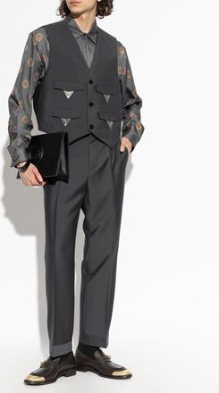Versace Silk Shirt With Print, Mens, Grey