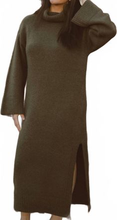 Promesa You More Maxi Sweater Dress In Olive Green