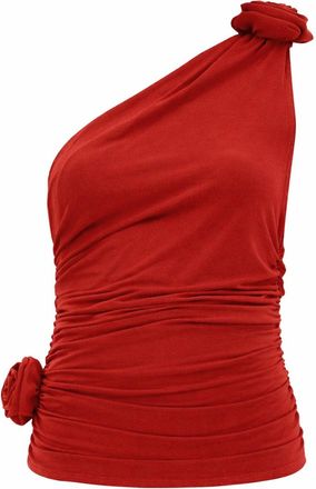Magda Butrym One Shoulder Fitted Ruching Crop Top