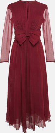 Giambattista Valli Dark Red Silk Bow Detail Maxi Dress