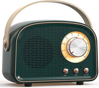 OEM Altavoz Bluetooth Con Radio Retro Vintage, Altavoz Est&eacute;reo Inal&aacute;mbrico Radio Fm, Altavoz Inal&aacute;mbrico Bluetooth 5.0 Sonido N&iacute;tido, Verde Oscuro