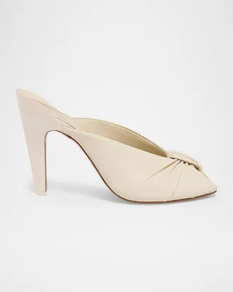 Chlo&eacute; 95mm Suzie Knotted Leather Mules