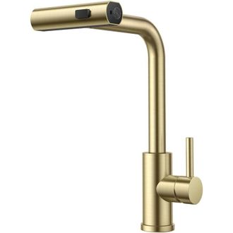 OEM Grifo De Cocina Extra&iacute;ble De 360 Grados - Grifo Monomando Para Fregadero - Oro Cepillado -crezuo