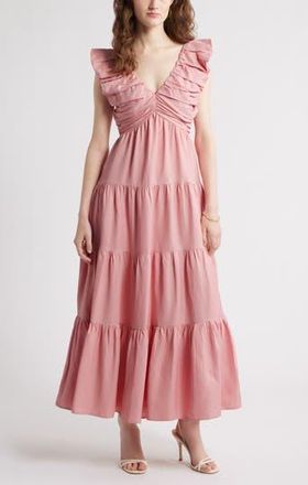 Chelsea28 Ruffle Maxi Dress in Pink Beauty at Nordstrom Rack, Size X-Small