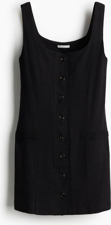 H&M Ärmelloses Kleid aus einer Leinenmischung - Schwarz