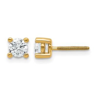 Diamond2Deal 14k White Gold 2/3 ct Round Lab Grown Diamond Stud Earrings Screw Back VS Clarity, D-E Color