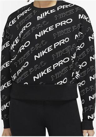 Nike (WMNS) Nike Pro Dri-FIT Round-neck Sweatshirt Black White CJ3589-010