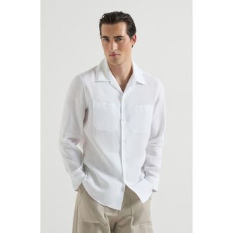Brunello Cucinelli Shirt with chest pockets in White at Nordstrom, Size Xxx-Large Eu
