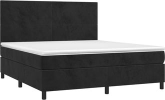 vidaXL Cama Box Spring Colch&oacute;n Y Led Terciopelo Negro 160x200 Cm Vidaxl