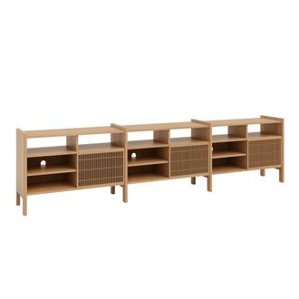 Naan Furniture Aparador grande de pino barnizado en color roble 300,6 cm