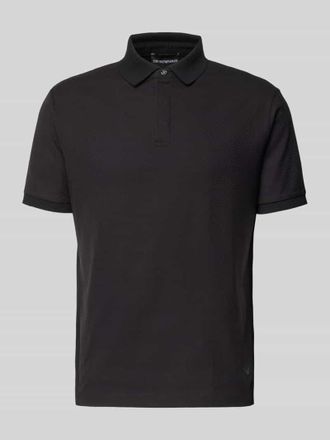 Emporio Armani Slim Fit Poloshirt mit Strukturmuster in Black, Gr&ouml;&szlig;e XXL