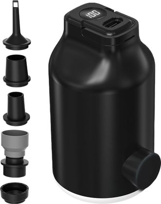 OEM Bomba De Aire Para Inflables Bomba El&eacute;ctrica Port&aacute;til Para Inflables Con Luz Y 5 Boquillas, Accesorios Para Actividades Al Aire Libre Como Camping, Co