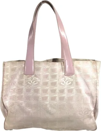 Chanel Pink Nylon Canvas Leather Tote Bag (Pre-Owned)