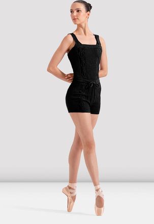 Bloch Ladies Valentina Short Cable Knit Unitard, Grey Marle