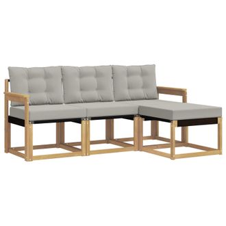 vidaXL Conjunto De Sof&aacute;s De Exterior 4 Pcs Blanco Y Gris Claro Vidaxl