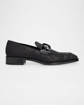 Christian Louboutin Men & apos;s Chambelimoc Collar Pin Jacquard Loafers