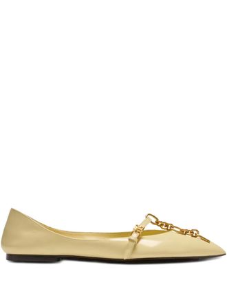 Balmain Sync pointed-toe ballet flats - women - CALFSKIN/Lambskin/Calf Leather - 41 - Yellow