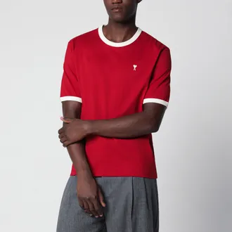 Ami Ruby red/ivory Ami de Coeur cotton T-shirt