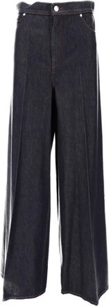 Max Mara Dark Blue Relaxed Flat Front Pants