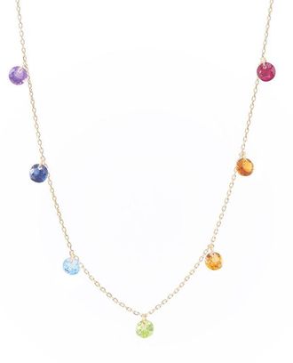 Pers&eacute;e Halskette aus Gelbgold und Edelsteinen Chakras 7