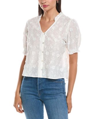 Nanette Lepore Applique Floral Embroidered Shirt
