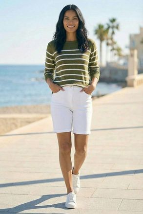 Roman Slash Neck Stripe Knit Jumper