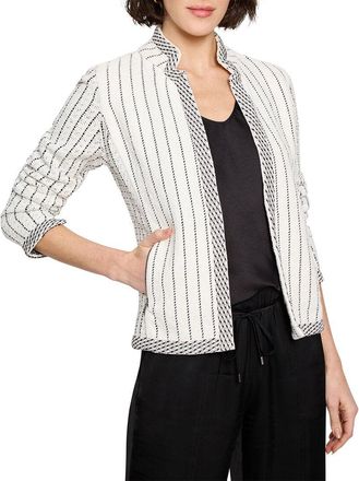 Nic+Zoe NIC+ZOE Pinstripe Notch Collar Knit Jacket