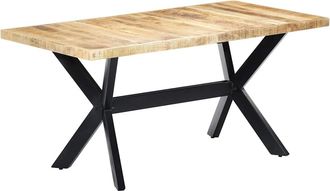 vidaXL Vidaxl - Mesa De Comedor Madera Maciza De Mango Rugosa 160x80x75 Cm