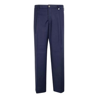 Myths Straight Trousers, male, Blue, Size: XL Pressed-crease Wool Trousers