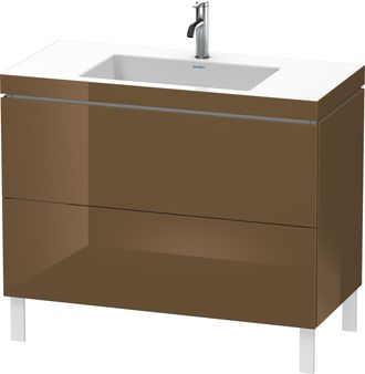 Duravit Lavabo Para Muebles Duravit L-cube C-bonded Con Base De Pie, 100x48 Cm, 2 Extra&iacute;bles, Sin Rebosadero, 1 Agujero Para Grifo, Color: Marr&oacute;n Oliva Laca A