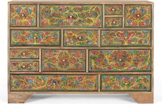 Giner&Colomer C&oacute;moda con cajones pintados con motivos florales a mano 116 cm largo