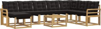 vidaXL Conjunto De Sof&aacute;s De Exterior 9 Uds. Blanco Y Negro Vidaxl