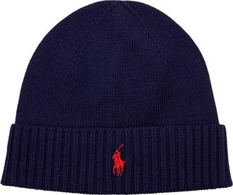 Polo Ralph Lauren Merino Wool Beanie - Heren - Hoeden - Blauw - ONE Size - Wol - Accessoires