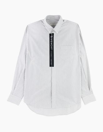 Givenchy Mens Givenchy Poplin Shirt Tape White/black - Multi/White - Size: Regular/42