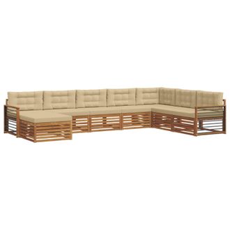 vidaXL Conjunto De Sof&aacute;s De Exterior Con Coj&iacute;n 8 Pcs Natural Y Beige Vidaxl