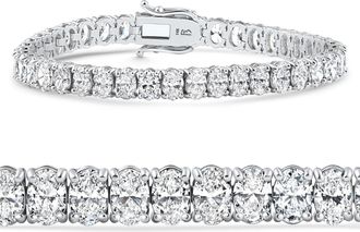 Pompeii3 16Ct TW Oval Diamond Tennis Bracelet 14k Gold 7 Lab Grown