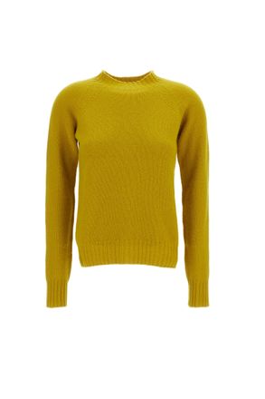 Drumohr Yellow Funnel Neck Wool Sweater
