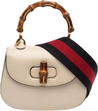 Gucci Pre-owned Mini Bags, female, White, Size: ONE SIZE Pre-owned Bamboo Satchel
