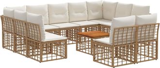 vidaXL Conjunto De Sof&aacute;s De Exterior 12 Uds. 11 Plaza Natural Y Crema Vidaxl