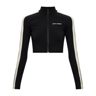 Palm Angels Hoodies & sweatvesten, Dames, Zwart, XS, Logo-Bedrukte Sweater
