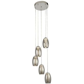 Searchlight Lampadario Contemporaneo Ciclon Acciaio Cromo Vetro Fum&egrave; Led 27W 3000K