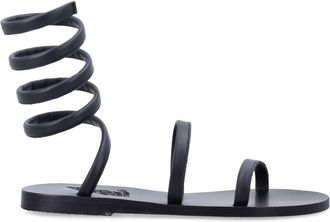 Ancient Greek Sandals Ofis Black Leather Gladiator Wrap Sandals